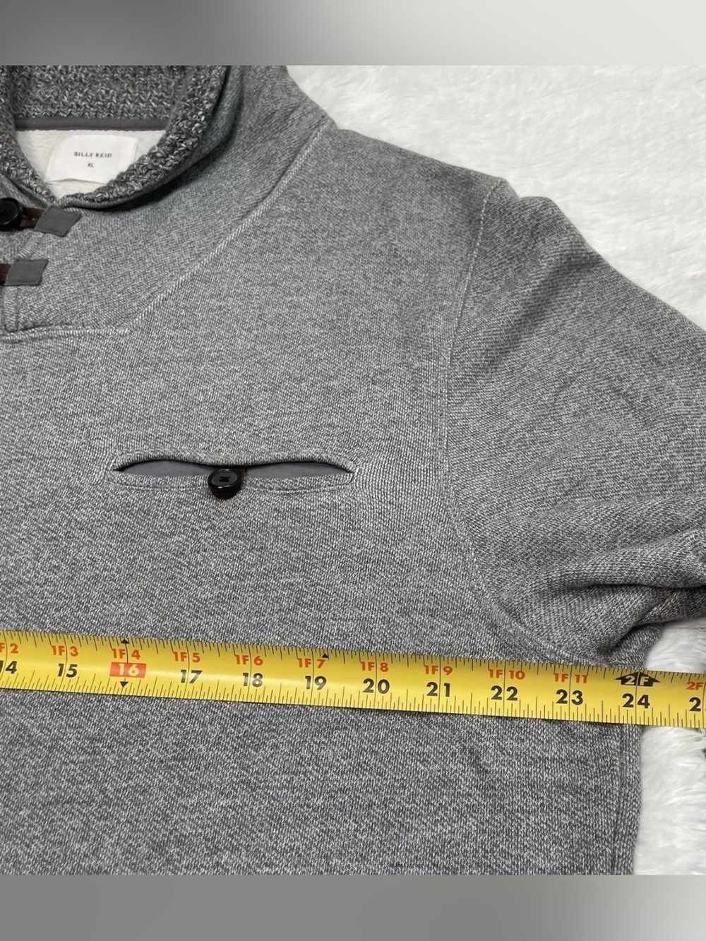 Billy Reid Shiloh Shawl Collar Sweater Men’s Size XL Heather Gray Designer - Picture 9 of 9